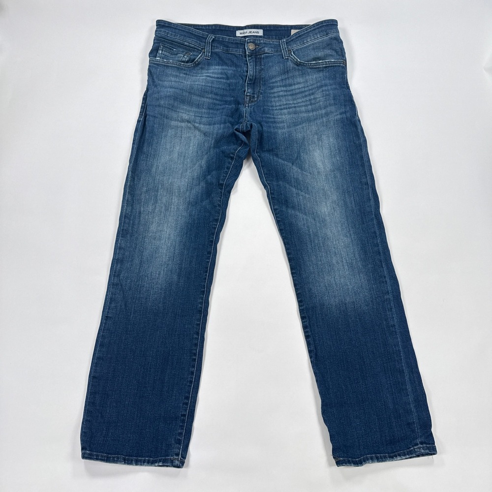 Mavi Zach Straight Leg Jeans Mens 34x32 Blue Cotton Blend Minimalist Streetwear